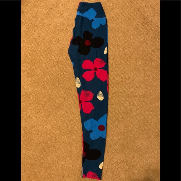 EUC💕LuLaRoe OS Large Flower Leggings - Picture 2 of 7